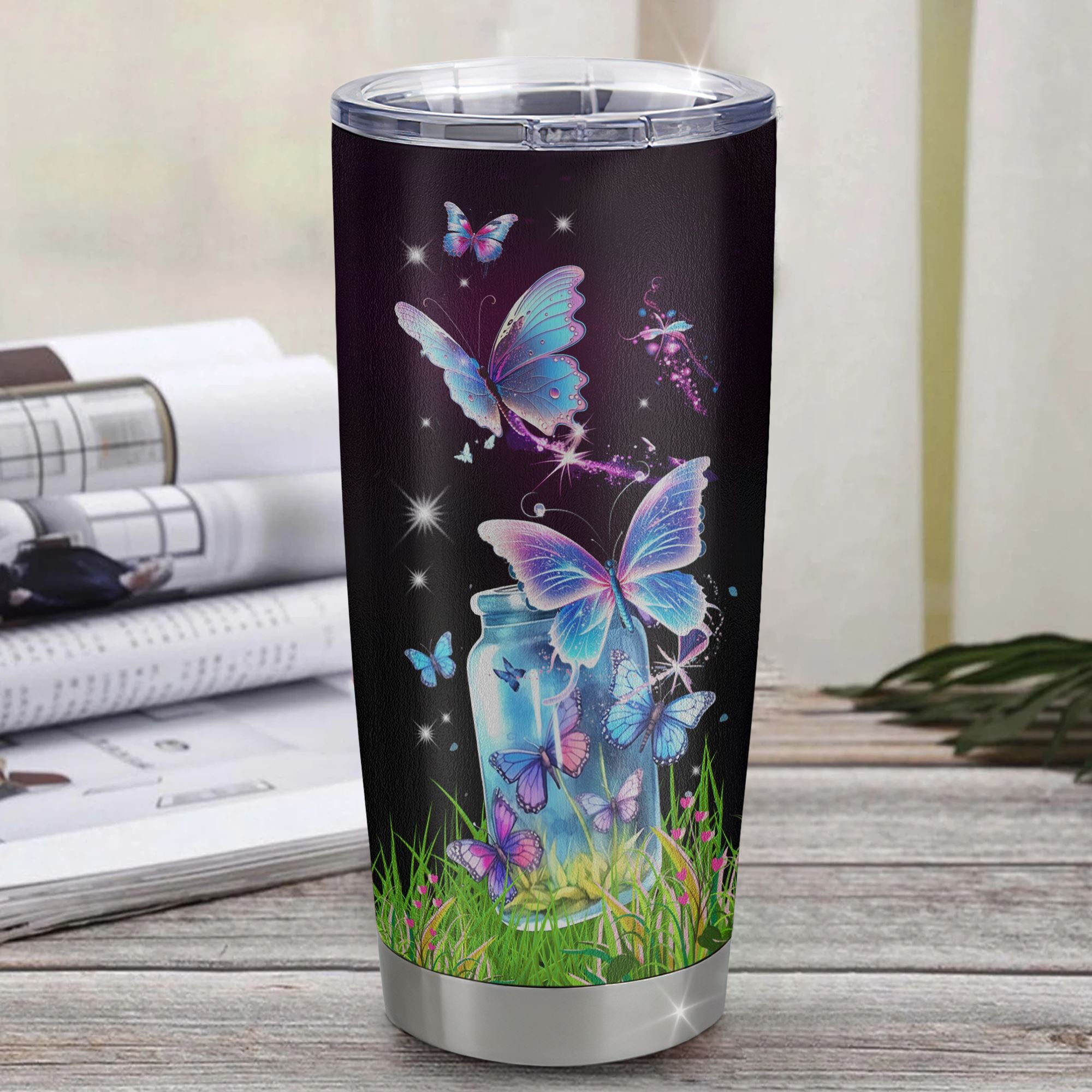 Personalized Happy 19th Birthday Decorations Tumbler Butterfly Sweet Twenty Sweet 19 Gifts For Girls Teen Birthday 19 Year Old Custom Stainless Steel Cup Travel Mug | siriusteestore