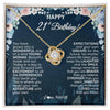 Love Knot Necklace 18K Yellow Gold Finish | 1 | Personalized Happy 21st Birthday Gifts Necklace Sweet Fifteen 21st Year Old Girl Birthday Gift Ideas For Her Daughter Niece Jewelry Gift Box Message Card | siriusteestore