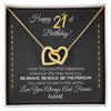 Interlocking Hearts Necklace 18K Yellow Gold Finish | 1 | Personalized Happy 21st Birthday Necklace For Her Girls Daughter Niece Sister Goddaughter Granddaughter 21 Year Old Birthday Customized Gift Box Message Card | siriusteestore