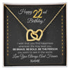 Interlocking Hearts Necklace 18K Yellow Gold Finish | 1 | Personalized Happy 22nd Birthday Necklace For Her Girls Daughter Niece Sister Goddaughter Granddaughter 22 Year Old Birthday Customized Gift Box Message Card | siriusteestore