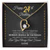 Forever Love Necklace 18K Yellow Gold Finish | 1 | Personalized Happy 24Th Birthday Necklace For Her Girls Daughter Niece Sister Goddaughter Granddaughter 24 Year Old Birthday Customized Gift Box Message Card | siriusteestore