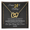 Interlocking Hearts Necklace 18K Yellow Gold Finish | 1 | Personalized Happy 24Th Birthday Necklace For Her Girls Daughter Niece Sister Goddaughter Granddaughter 24 Year Old Birthday Customized Gift Box Message Card | siriusteestore