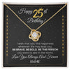 Love Knot Necklace 18K Yellow Gold Finish | 1 | Personalized Happy 25Th Birthday Necklace For Her Girls Daughter Niece Sister Goddaughter Granddaughter 25 Year Old Birthday Customized Gift Box Message Card | siriusteestore