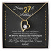 Forever Love Necklace 18K Yellow Gold Finish | 1 | Personalized Happy 27Th Birthday Necklace For Her Girls Daughter Niece Sister Goddaughter Granddaughter 27 Year Old Birthday Customized Gift Box Message Card | siriusteestore