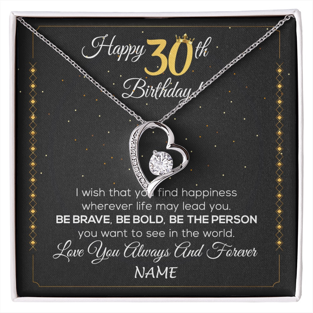 Forever Love Necklace 14K White Gold Finish | 1 | Personalized Happy 30Th Birthday Necklace For Her Women Daughter Niece Sister Goddaughter Granddaughter 30 Year Old Birthday Customized Gift Box Message Card | siriusteestore.myshopify