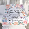 Personalized Happy Birthday Bonus Mom Gifts From Stepdaughter Blanket Butterfly Flower Present Birthday Gift For Stepmom Gifts Customized Fleece Throw Blanket | siriusteestore