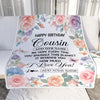 Personalized Happy Birthday Cousin Gifts From Family Blanket Butterfly Flower Present Birthday Gift For Cousin Gifts Customized Fleece Throw Blanket | siriusteestore