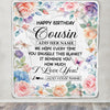 Personalized Happy Birthday Cousin Gifts From Family Blanket Butterfly Flower Present Birthday Gift For Cousin Gifts Customized Fleece Throw Blanket | siriusteestore