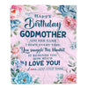 Personalized Happy Birthday Godmother Gifts From Niece Nephew Blanket Floral Flower Birthday Gifts For Aunt Gifts For Birthday Customized Fleece Throw Blanket | siriusteestore