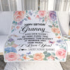 Personalized Happy Birthday Granny Gifts From Granddaughter Blanket Butterfly Flower Present Birthday Gift For Granny Gifts Customized Fleece Throw Blanket | siriusteestore