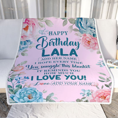 Personalized Happy Birthday Lala Gifts From Granddaughter Grandson Blanket Floral Flower Birthday Gifts For Lala Gifts For Birthday Customized Fleece Blanket | siriusteestore