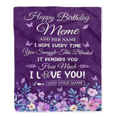 Personalized Happy Birthday Meme Birthday Gifts From Granddaughter Grandson Blanket Purple Floral Unique Birthday Gifts Meme Gifts Customized Fleece Blanket | siriusteestore