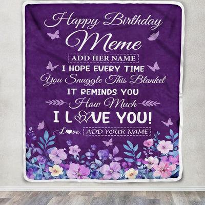 Personalized Happy Birthday Meme Birthday Gifts From Granddaughter Grandson Blanket Purple Floral Unique Birthday Gifts Meme Gifts Customized Fleece Blanket | siriusteestore