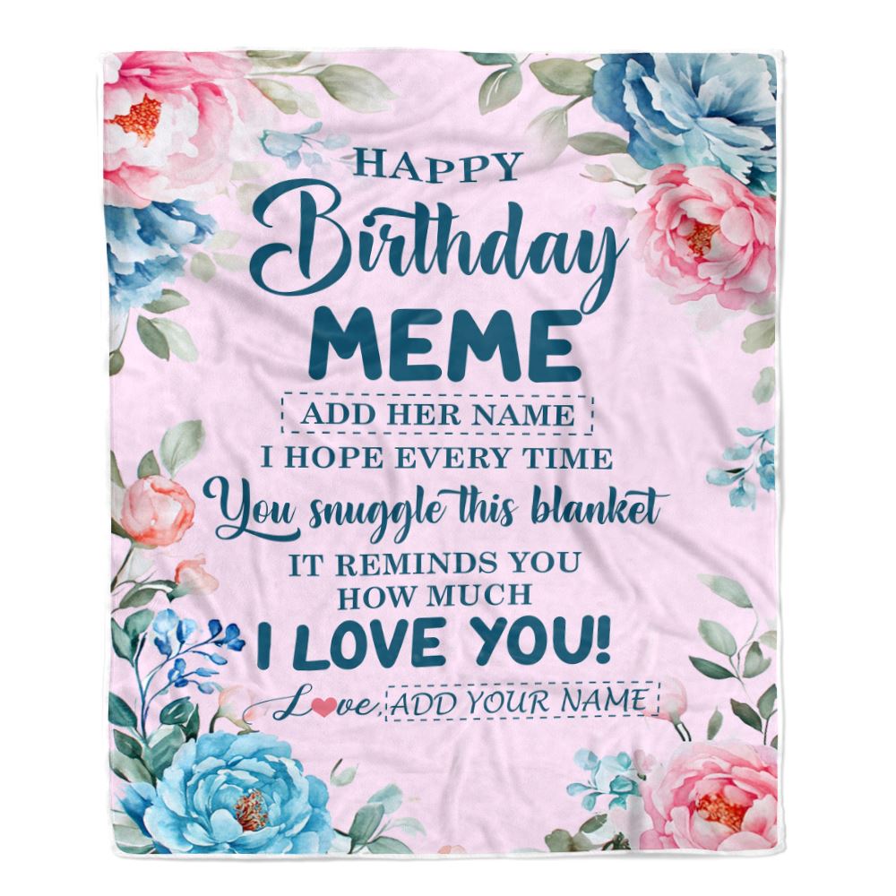Personalized Happy Birthday Meme Gifts From Granddaughter Grandson Blanket Floral Flower Birthday Gifts For Meme Gifts For Birthday Customized Fleece Blanket | siriusteestore