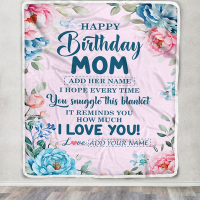 Personalized Happy Birthday Mom Gifts From Daughter Son Blanket Floral Flower Birthday Gifts For Mom Mother Gifts For Birthday Customized Fleece Blanket | siriusteestore