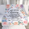 Personalized Happy Birthday Nanny Gifts From Kids Blanket Butterfly Flower Present Birthday Gift For Nanny Gifts Customized Fleece Throw Blanket | siriusteestore