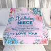 Personalized Happy Birthday Niece Gifts From Aunt Uncle Blanket Floral Flower Birthday Gifts For Niece Gifts For Birthday Customized Fleece Throw Blanket | siriusteestore
