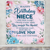 Personalized Happy Birthday Niece Gifts From Aunt Uncle Blanket Floral Flower Birthday Gifts For Niece Gifts For Birthday Customized Fleece Throw Blanket | siriusteestore