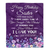 Personalized Happy Birthday Sister Birthday Gifts From Brother Blanket Purple Floral Unique Birthday Gifts Sister Gifts Customized Fleece Throw Blanket | siriusteestore