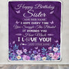 Personalized Happy Birthday Sister Birthday Gifts From Brother Blanket Purple Floral Unique Birthday Gifts Sister Gifts Customized Fleece Throw Blanket | siriusteestore