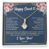 Alluring Beauty Necklace 18K Yellow Gold Finish | Personalized Happy Sweet 15 For Girls Necklace Sweet Fifteen 15th Birthday Gifts For 15 Fifteen Old For Girl Niece Daughter Customized Gift Box Message Card | siriusteestore