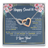 Interlocking Hearts Necklace Stainless Steel & Rose Gold Finish | Personalized Happy Sweet 16 For Girls Necklace Sweet Sixteen 16th Birthday Gifts For 16 Sixteen Old For Girl Niece Daughter Customized Gift Box Message Card | siriusteestore
