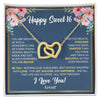 Interlocking Hearts Necklace 18K Yellow Gold Finish | Personalized Happy Sweet 16 For Girls Necklace Sweet Sixteen 16th Birthday Gifts For 16 Sixteen Old For Girl Niece Daughter Customized Gift Box Message Card | siriusteestore