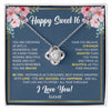 Love Knot Necklace 14K White Gold Finish | Personalized Happy Sweet 16 For Girls Necklace Sweet Sixteen 16th Birthday Gifts For 16 Sixteen Old For Girl Niece Daughter Customized Gift Box Message Card | siriusteestore