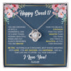 Love Knot Necklace 14K White Gold Finish | Personalized Happy Sweet 17 For Girls Necklace Sweet Seventeen 17th Birthday Gifts For 17 Seventeen Old For Girl Niece Daughter Customized Gift Box Message Card | siriusteestore