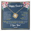 Love Knot Necklace 18K Yellow Gold Finish | Personalized Happy Sweet 17 For Girls Necklace Sweet Seventeen 17th Birthday Gifts For 17 Seventeen Old For Girl Niece Daughter Customized Gift Box Message Card | siriusteestore