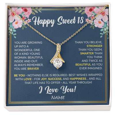 Alluring Beauty Necklace 18K Yellow Gold Finish | Personalized Happy Sweet 18 For Girls Necklace Sweet Eighteen 18th Birthday Gifts For 18 Eighteen Old For Girl Niece Daughter Customized Gift Box Message Card | siriusteestore