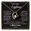 Forever Love Necklace 18K Yellow Gold Finish | Personalized Happy Sweet Eighteen Necklace Sweet 18 Gifts For Girls Birthday Jewelry 18 Eighteen Old Niece Daughter From Mom Dad Customized Gift Box Message Card | siriusteestore