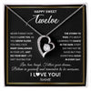 Forever Love Necklace 14K White Gold Finish | Personalized Happy Sweet Twelve Necklace Sweet 12 Gifts For Girls Birthday Jewelry 12 Twelve Old Niece Daughter From Mom Dad Customized Gift Box Message Card | siriusteestore
