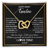 Interlocking Hearts Necklace 18K Yellow Gold Finish | Personalized Happy Sweet Twelve Necklace Sweet 12 Gifts For Girls Birthday Jewelry 12 Twelve Old Niece Daughter From Mom Dad Customized Gift Box Message Card | siriusteestore