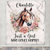 Personalized Horse Blanket Just A Girl Who Loves Horses Flower Floral For Daughter Girl Women Birthday Graduation Christmas Customized Fleece Blanket | siriusteestore