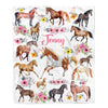 Personalized Horse For Girl Blanket Loves Horses Flower Floral For Daughter Women Birthday Graduation Christmas Customized Fleece Blanket | siriusteestore