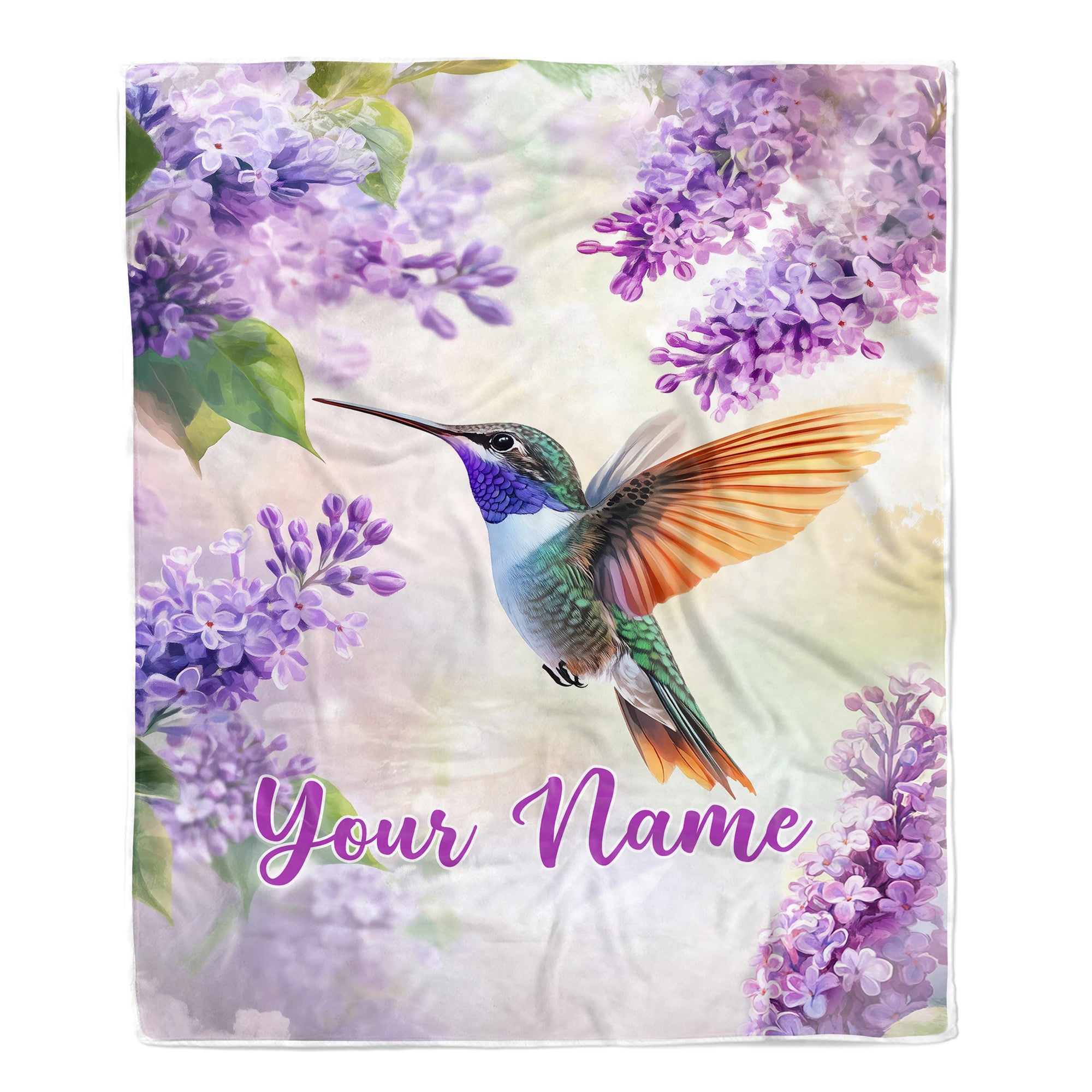 Personalized Hummingbird Gifts For Women Men Hummingbird Blanket Print Bird And Flowers Art Custom With Name Gifts For Nature Lovers Customized Throw Blanket | siriusteestore