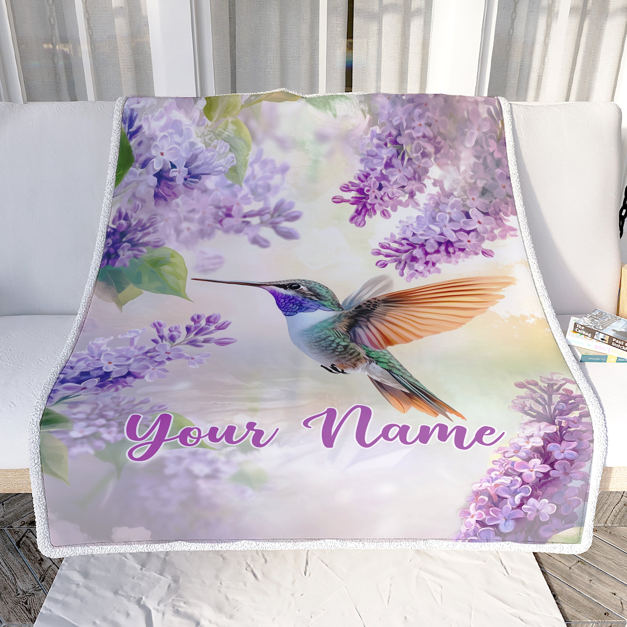 Personalized Hummingbird Gifts For Women Men Hummingbird Blanket Print Bird And Flowers Art Custom With Name Gifts For Nature Lovers Customized Throw Blanket | siriusteestore