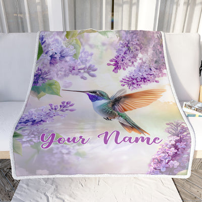 Personalized Hummingbird Gifts For Women Men Hummingbird Blanket Print Bird And Flowers Art Custom With Name Gifts For Nature Lovers Customized Throw Blanket | siriusteestore