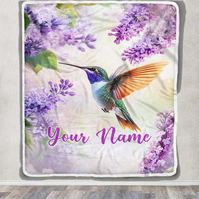 Personalized Hummingbird Gifts For Women Men Hummingbird Blanket Print Bird And Flowers Art Custom With Name Gifts For Nature Lovers Customized Throw Blanket | siriusteestore