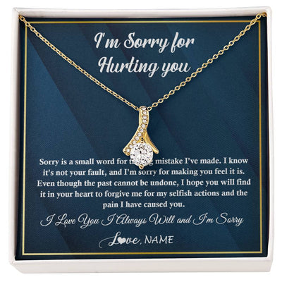 Alluring Beauty Necklace 18K Yellow Gold Finish | 1 | Personalized I'M Sorry Apology Necklace For Wife Girlfriend Forgive Me Sorry Gift Friend Partner Apology Pendant Jewelry Customized Gift Box Message Card | siriusteestore