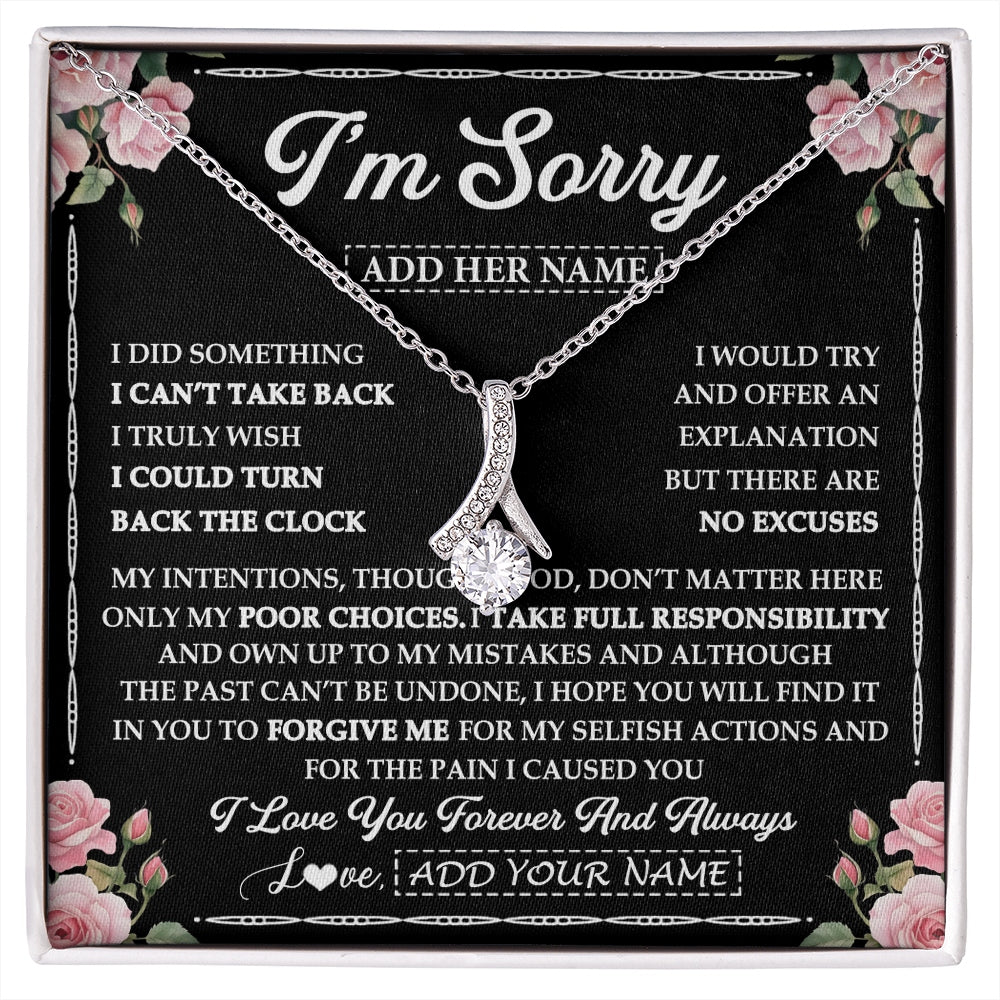 Alluring Beauty Necklace 14K White Gold Finish | 1 | Personalized I'm Sorry Necklace Gifts For Her Wife Girlfriend Soulmate Pendant Forgive Me Customized Apology Gift For Her Custom Gift Box Message Card | https://siriusteestore.