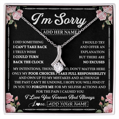 Alluring Beauty Necklace 14K White Gold Finish | 1 | Personalized I'm Sorry Necklace Gifts For Her Wife Girlfriend Soulmate Pendant Forgive Me Customized Apology Gift For Her Custom Gift Box Message Card | https://siriusteestore.