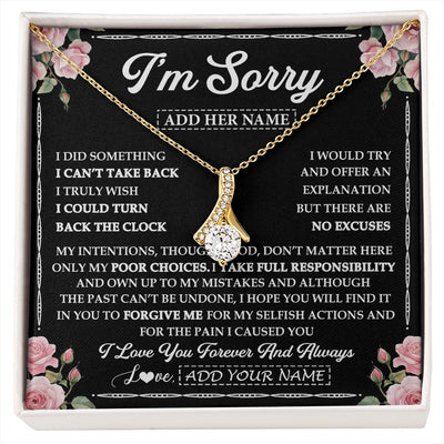 Alluring Beauty Necklace 18K Yellow Gold Finish | 1 | Personalized I'm Sorry Necklace Gifts For Her Wife Girlfriend Soulmate Pendant Forgive Me Customized Apology Gift For Her Custom Gift Box Message Card | https://siriusteestore.
