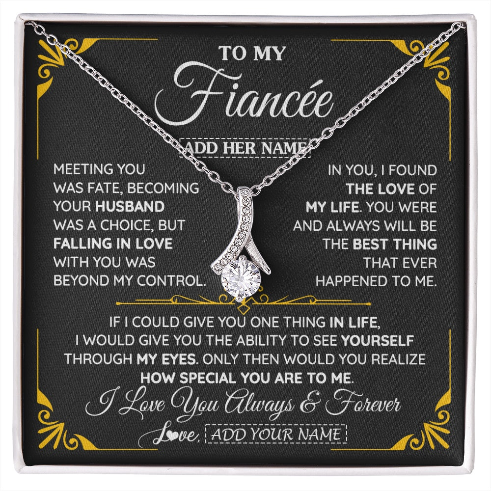 Alluring Beauty Necklace 14K White Gold Finish | 1 | Personalized Jewelry To My Fiancée Necklace From Fiancé Metting You Gift For Fiancee Romantic Birthday Valentines Christmas Custom Gift Box Message Card | https://siriusteestore.