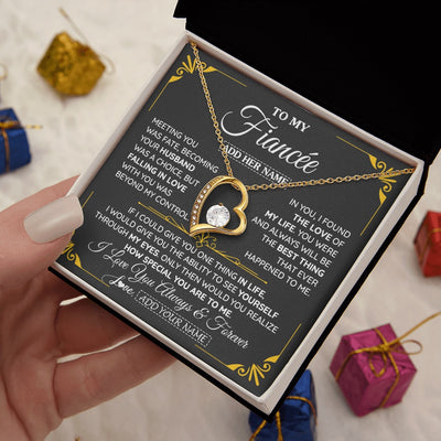 Forever Love Necklace 18K Yellow Gold Finish | 2 | Personalized Jewelry To My Fiancée Necklace From Fiancé Metting You Gift For Fiancee Romantic Birthday Valentines Christmas Custom Gift Box Message Card | https://siriusteestore.