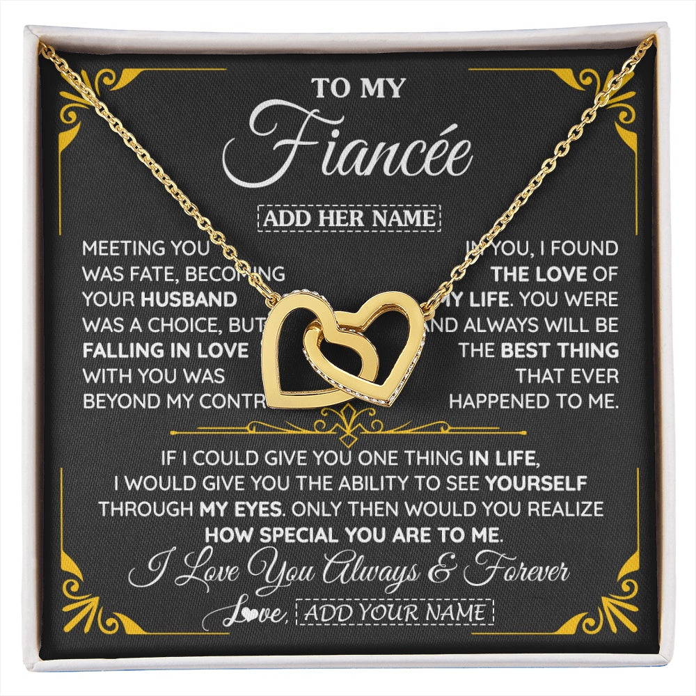 Interlocking Hearts Necklace 18K Yellow Gold Finish | 1 | Personalized Jewelry To My Fiancée Necklace From Fiancé Metting You Gift For Fiancee Romantic Birthday Valentines Christmas Custom Gift Box Message Card | https://siriusteestore.