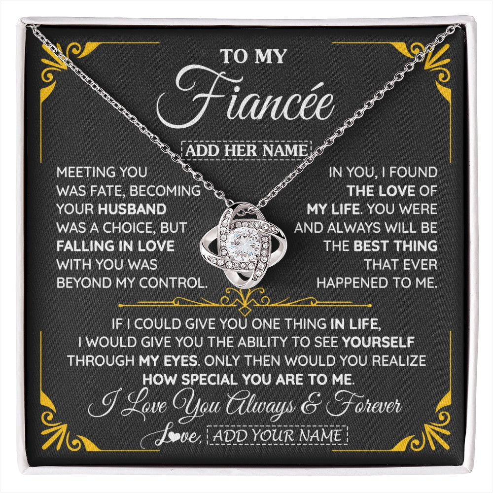 Love Knot Necklace 14K White Gold Finish | 1 | Personalized Jewelry To My Fiancée Necklace From Fiancé Metting You Gift For Fiancee Romantic Birthday Valentines Christmas Custom Gift Box Message Card | https://siriusteestore.