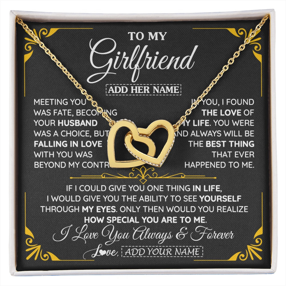 Interlocking Hearts Necklace 18K Yellow Gold Finish | 1 | Personalized Jewelry To My Girlfriend Necklace Metting You Gift For Girlfriend Romantic Birthday Gifts Valentines Christmas Custom Gift Box Message Card | https://siriusteestore.