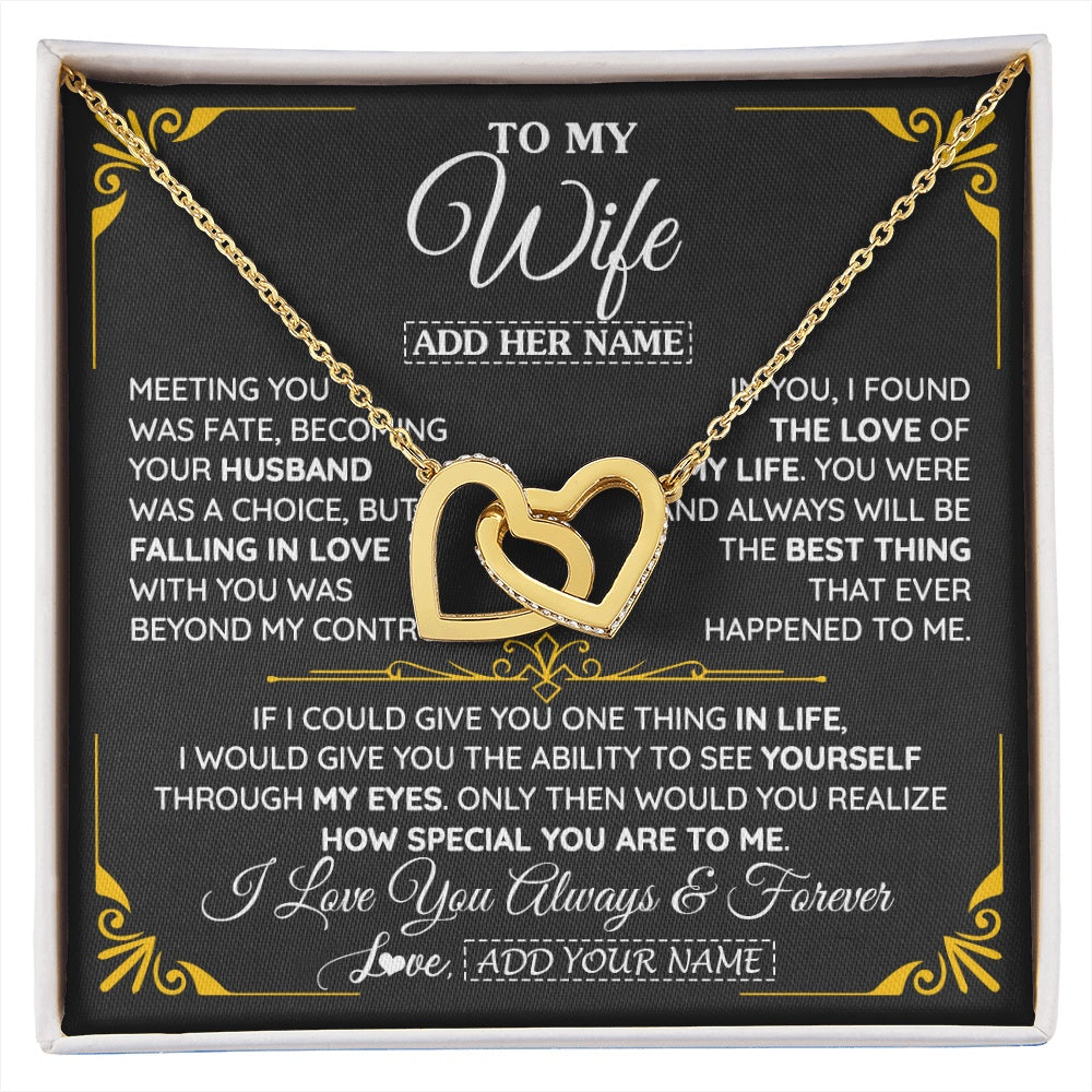 Interlocking Hearts Necklace 18K Yellow Gold Finish | 1 | Personalized Jewelry To My Wife Necklace From Husband Metting You Gift For Wife Romantic Birthday Valentines For Her Christmas Custom Gift Box Message Card | https://siriusteestore.